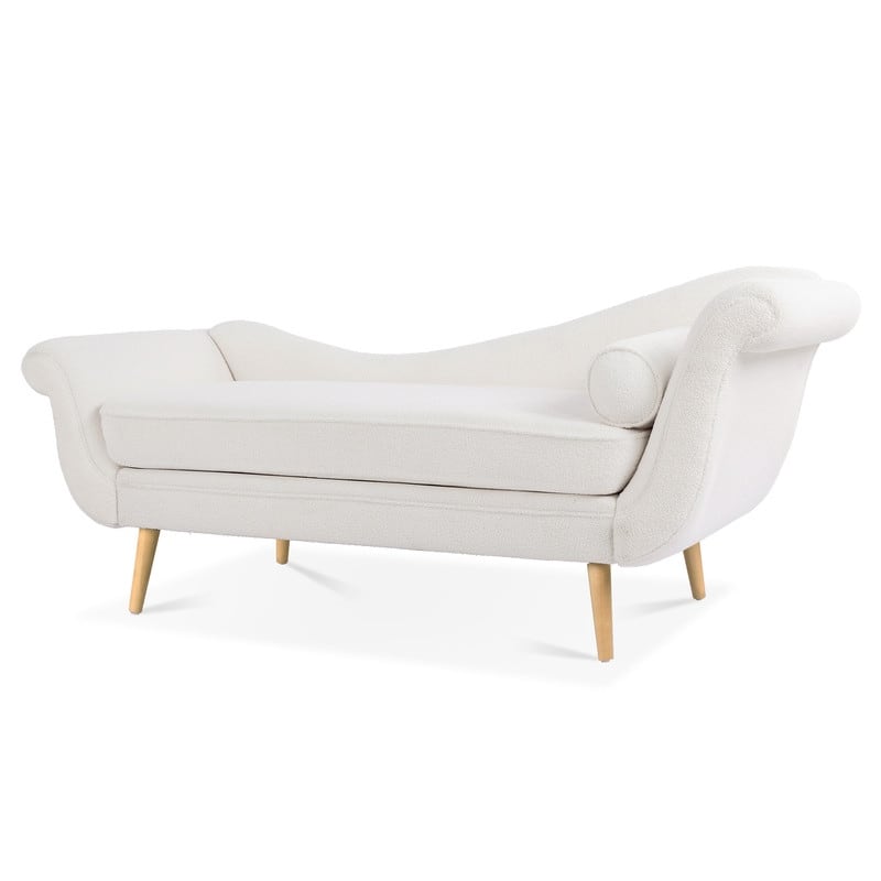 68'' Chaise Lounge Indoor, Chaise Lounge Chair with Scroll Arms and Toss Pillow