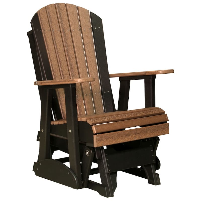 Poly Lumber Adirondack Glider - 2' - Antique Mahogany Woodgrain & Black