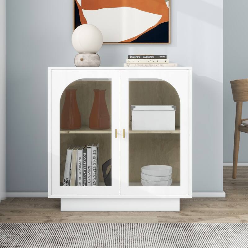 2-Door Glass Cabinet Storage Cabinet