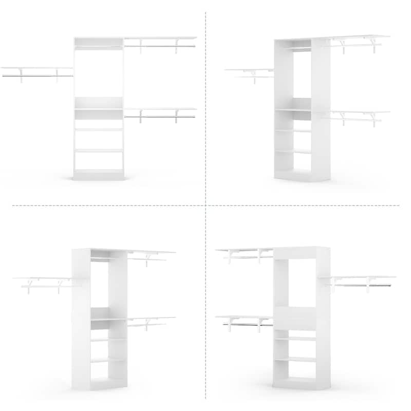 96'' W Closet Organizer With Adjustable Rods and DIY Shelves for Reah-in/ Walk-in Closet - 96'' W