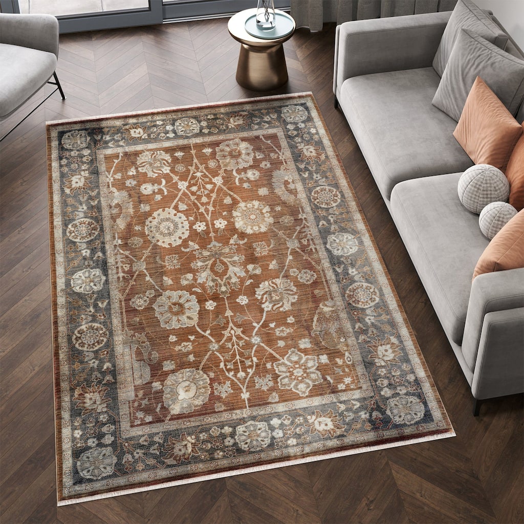 Anna Collection Floral Medallion Area Rug