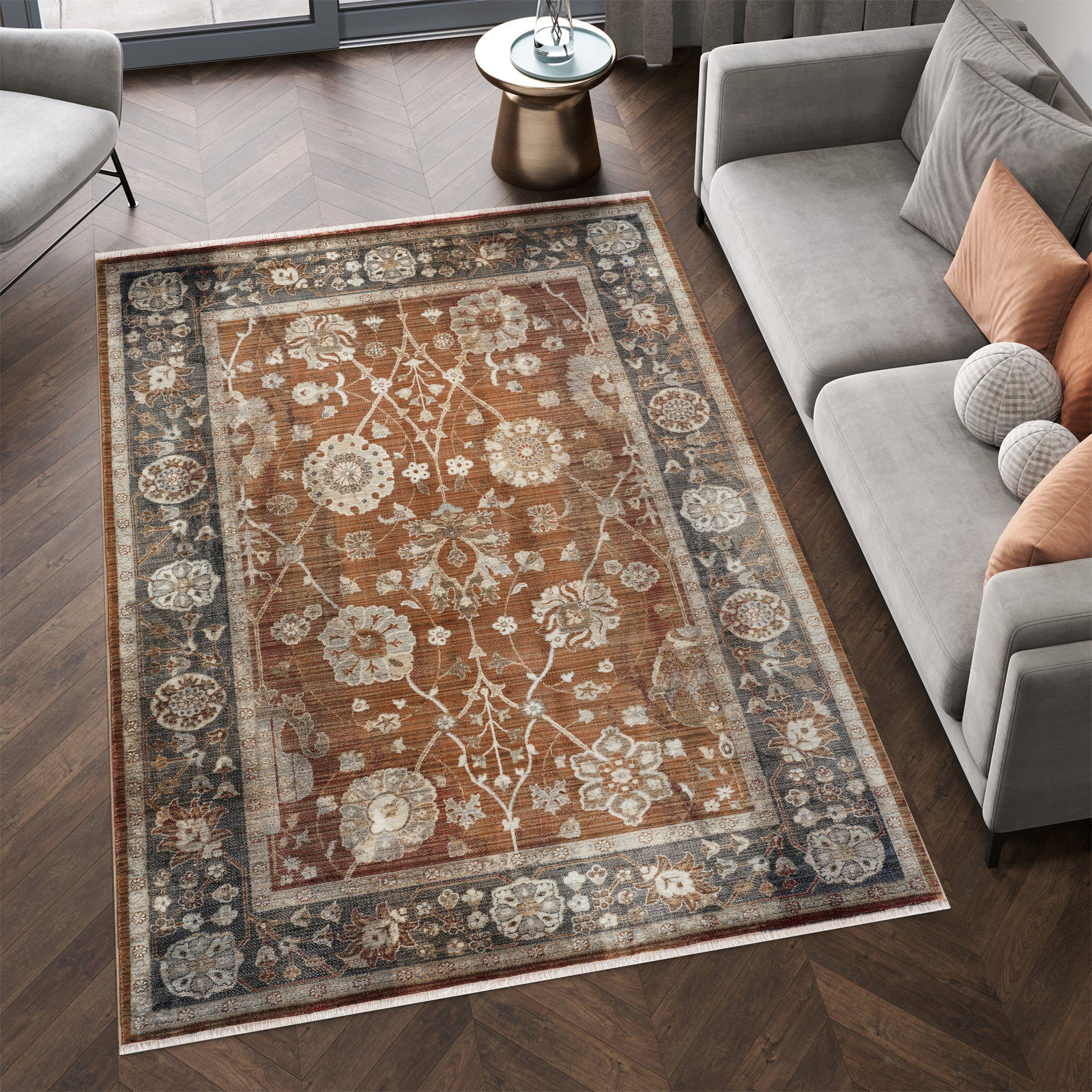 MDA Rugs Anna Collection Floral Medallion Area Rug