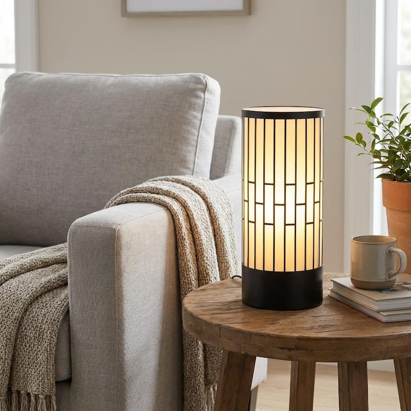 Japandi 15.9" Cylinder Table Lamp with 3-Color - 15.9 in H