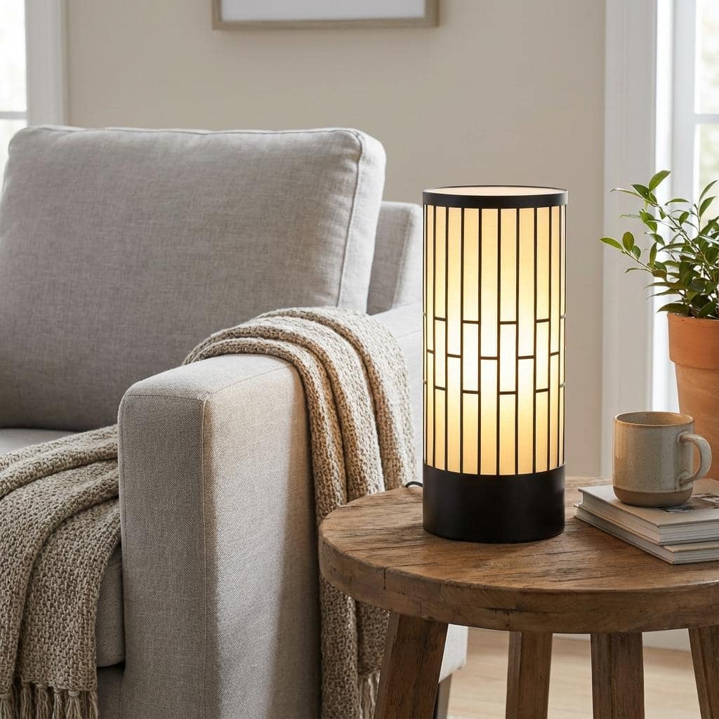 Japandi 15.9" Cylinder Table Lamp with 3-Color - 15.9 in H