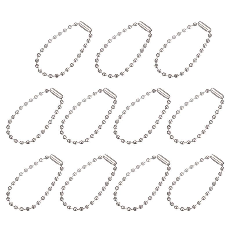 3.94" Ball Bead Chains with Connectors for Key Chains DIY Crafts 24Pcs - Silver