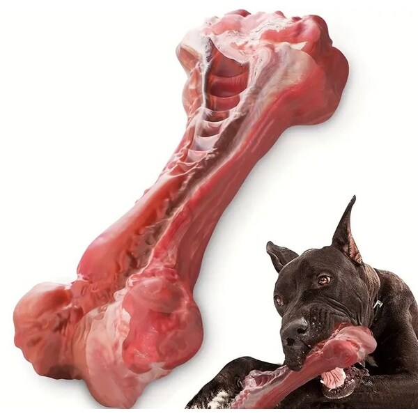 Durable Beef-Flavored Dog Chew Bone for Aggressive Chewers - Red