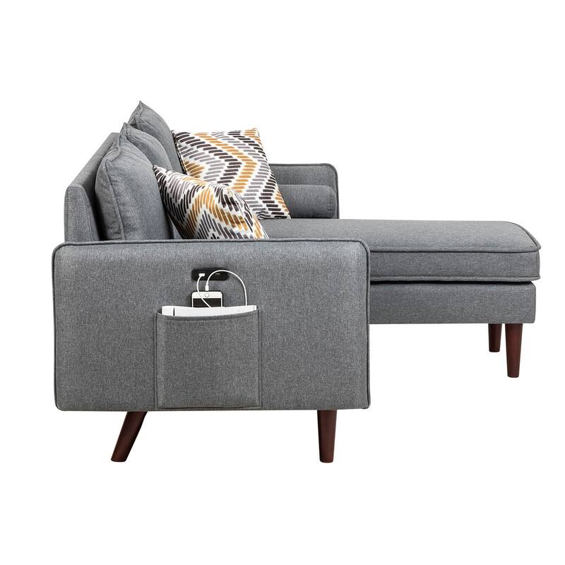 Sectional Sofa Chaise with USB Charger