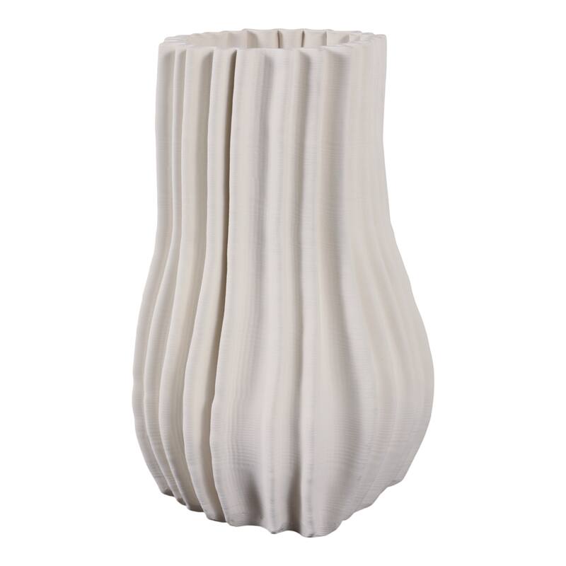 Porcelain Decorative Vase with Sculptural Rippled Design and Textured Contours