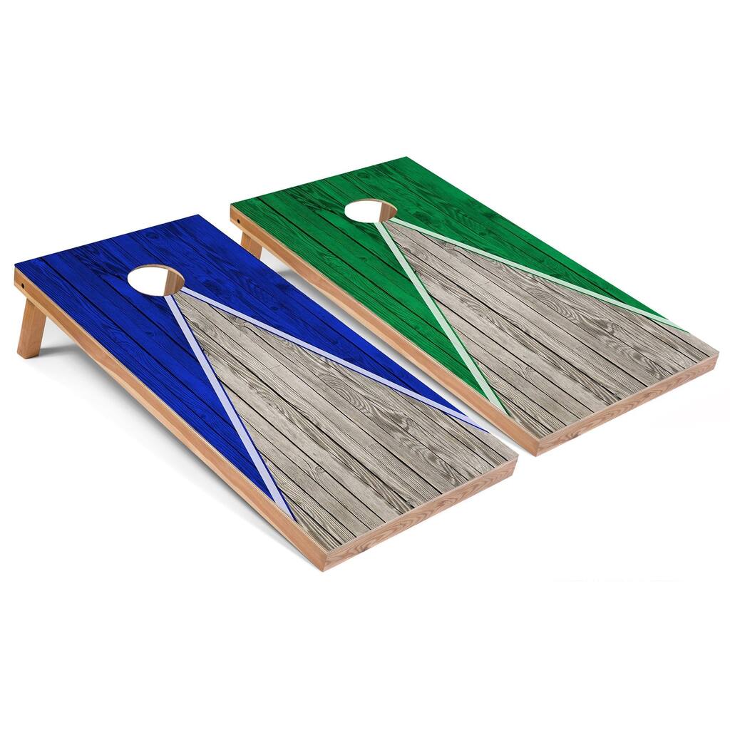 Solid Wood Cornhole Boards - Royal and Kelly Triangle Design