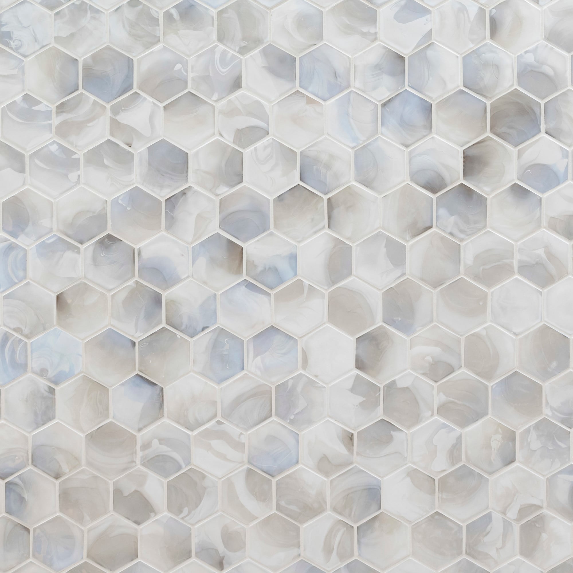 Ackland AKM-G-3X3HX-CA 12" x 12" Glass Geometric Wall Mosaic Tile - - Elyra Perla