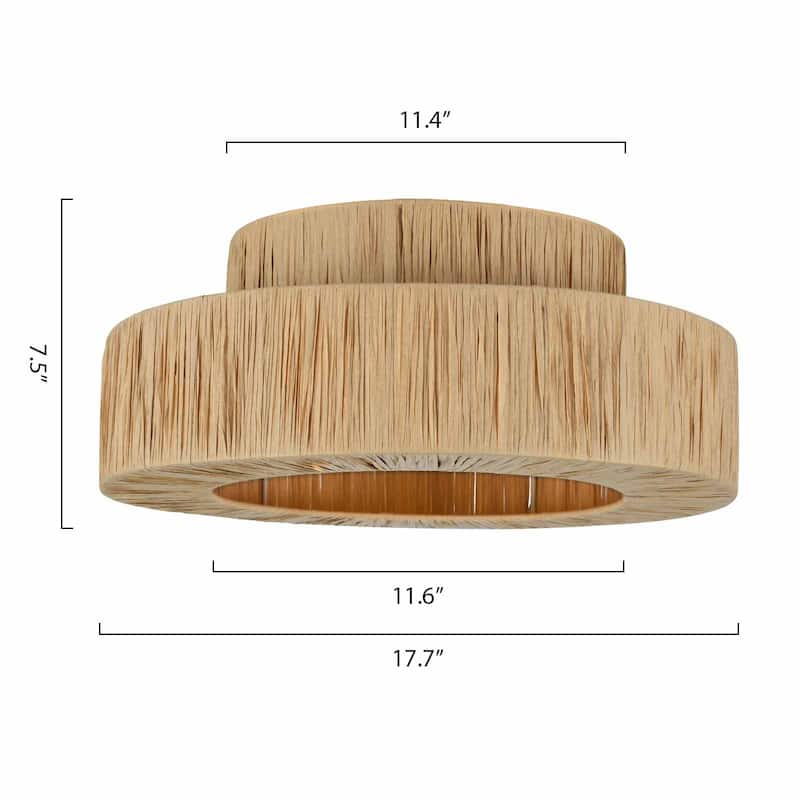 Maxax 1 - Light Raffia Dimmable Metal Drum Flush Mount