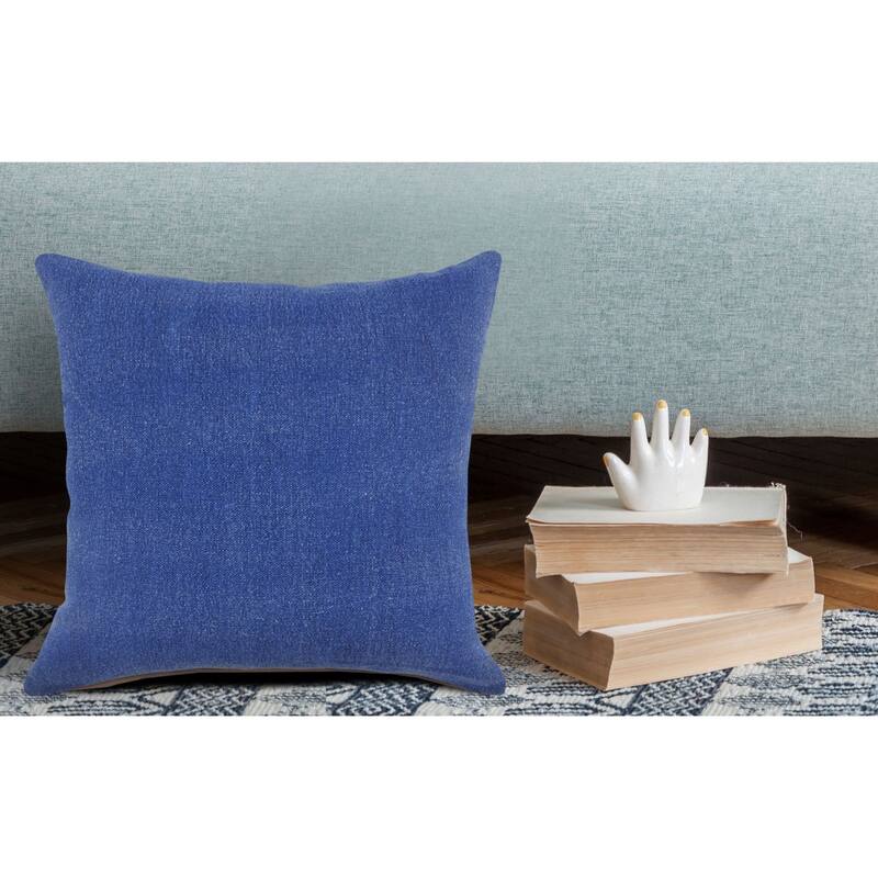 20" Classic Blue Solid Square Throw Pillow
