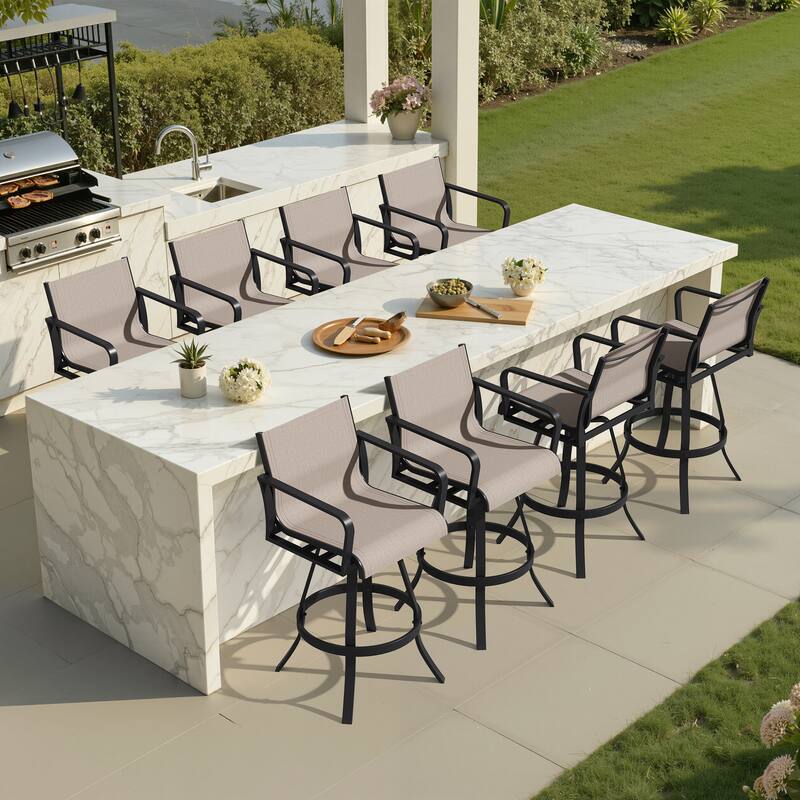 Outdoor All-weather Aluminum Swivel Barstool Patio Bar Stools (Set of 2/4/6/8) - See Picture