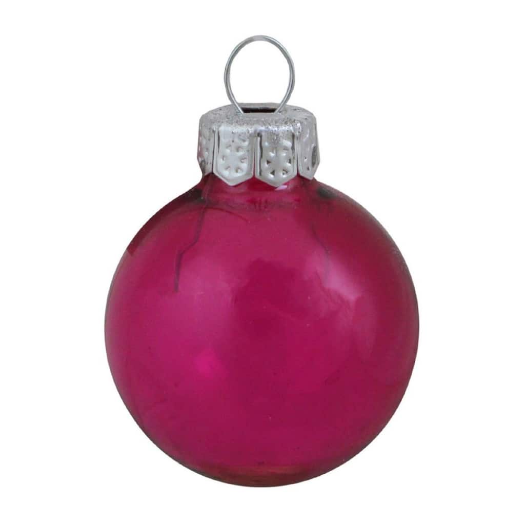 Small Transparent Finish Glass Christmas Ball Ornaments - 2" (50mm) - Lipstick Pink - 28ct