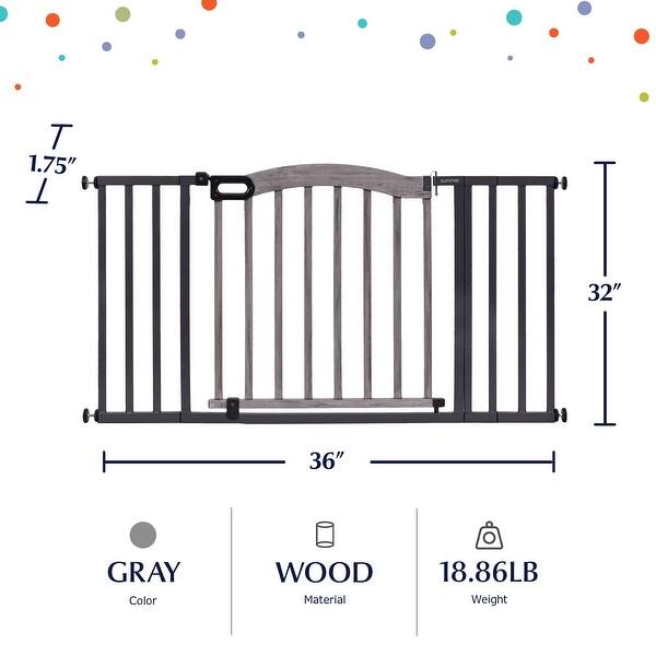 Summer Infant 32 Inch Summer Decorative Wood & Metal Pet and Baby Gate, Gray - 18.86