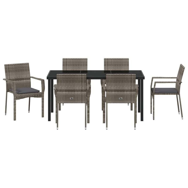 vidaXL Garden Dining Set with Cushion Poly Rattan