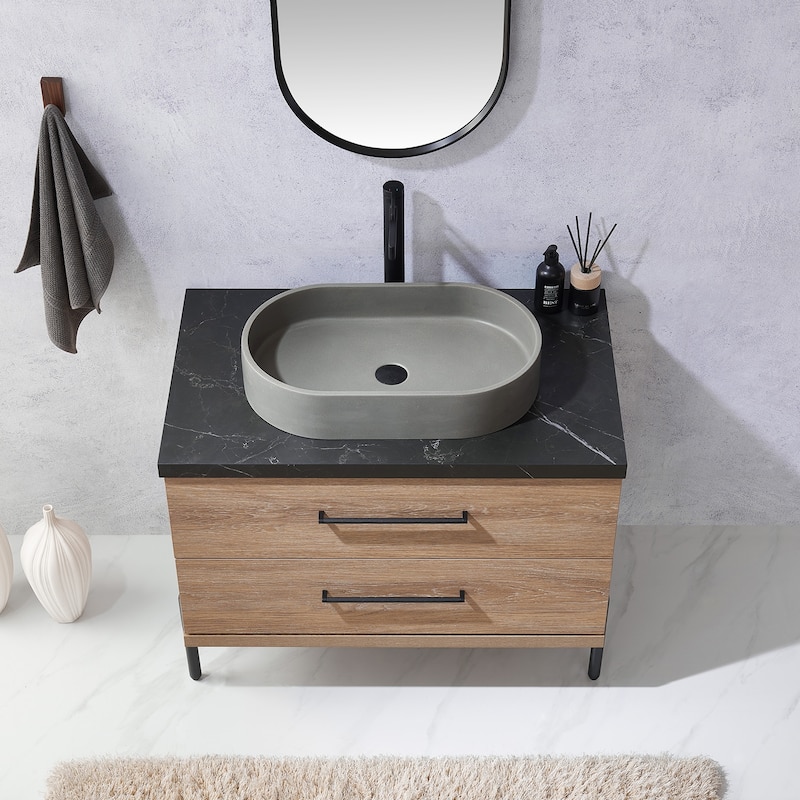 Trento Bath Vanity with Sintered Stone Top with Concrete Sink (O)
