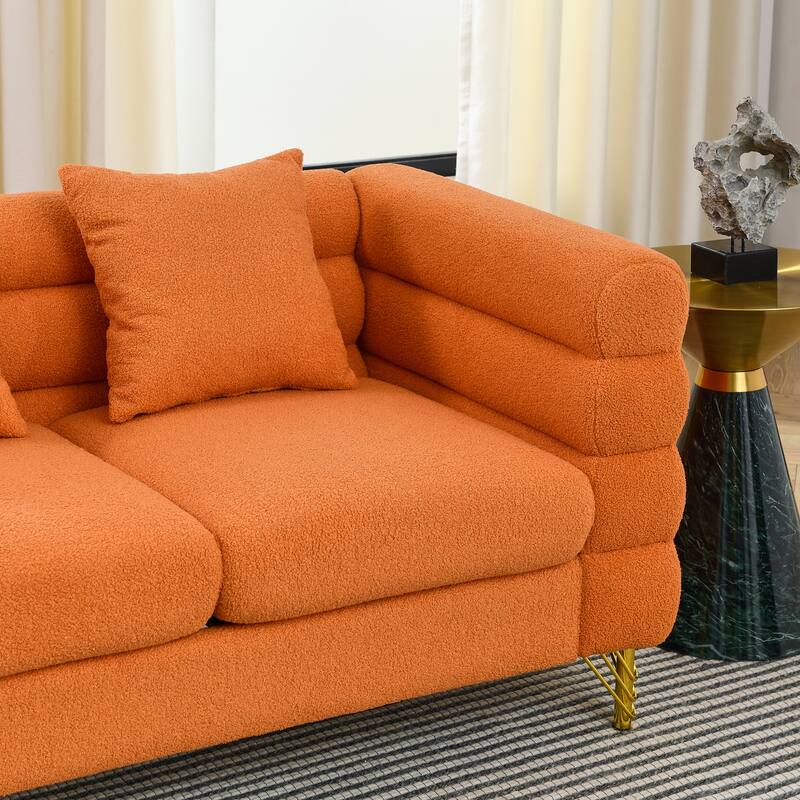 3+2 Teddy Fabric Sofa Combination - Chic Design with 5 Pillows