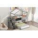 preview thumbnail 4 of 17, Modern Twin Over Full House Bunk Bed With Storage Staircase And Blackboard,Sturdy Frame for Bedroom
