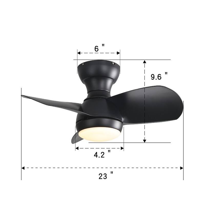 23" Modern Dimmable LED Ceiling Fan Light with Remote Control