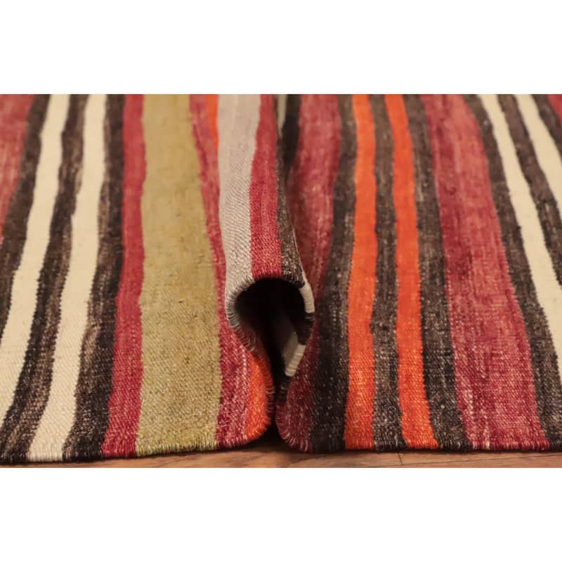 Hand Woven Oriental 100% Wool Carpet Southwestern Geometric Multi-Colored Kilim Area Rug - 10' 3'' X 5' 3''