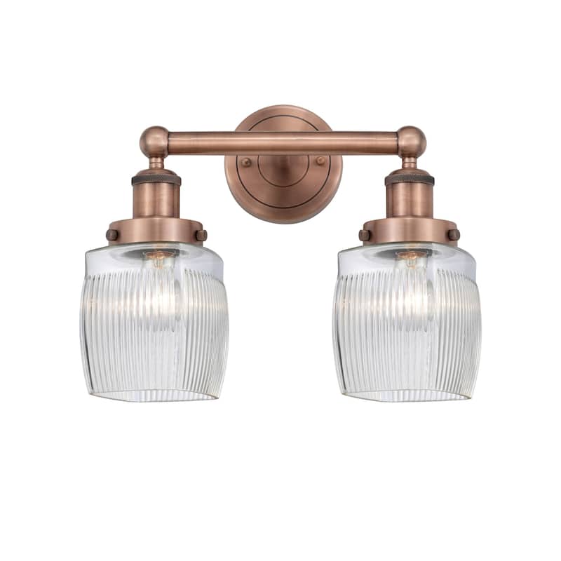 Innovations Lighting 616-2W-12-15 Colton Vanity Colton 2 Light 15" - Antique Copper / Clear Halophane