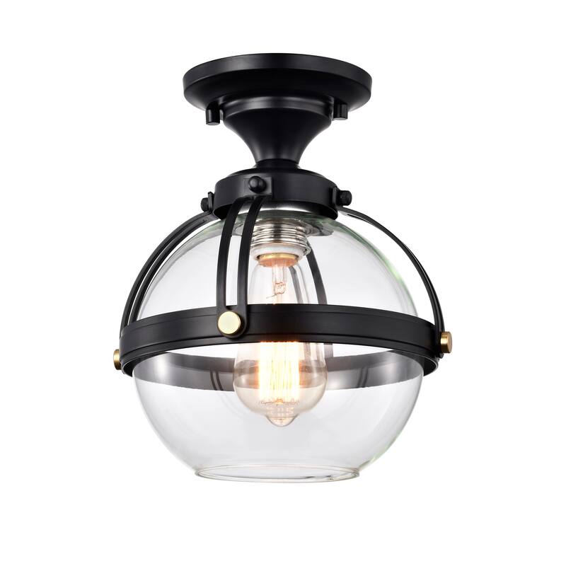 Concordia Semi Flush Mount Ceiling Light Brass Gold and Clear Glass Finish 1-Light - N/A - Matte Black and Clear