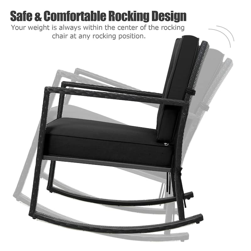 Gymax Outdoor Wicker Rocking Chair Patio Lawn Rattan Single Chair - See Details