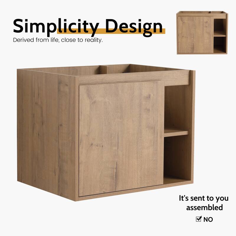 24/30 Inch Bathroom Vanity Cabinet with Soft Close Door and Shelf (Without Sink)