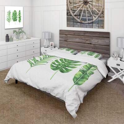 Designart 'Tropical Leaf Of Monstera IV' Farmhouse Duvet Cover Set