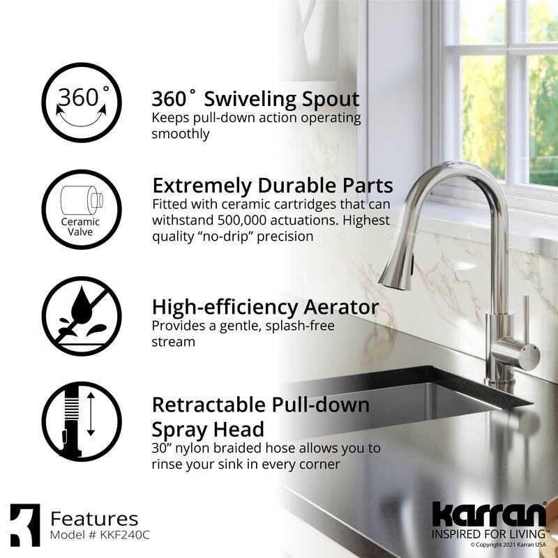Karran Weybridge Single-Handle Pull-Down Sprayer Kitchen Faucet with Matching Soap Dispenser