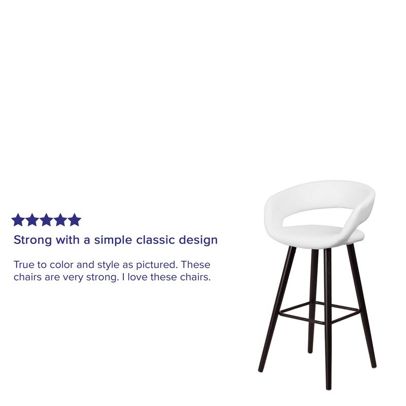 29'' High Contemporary Vinyl Rounded Back Barstool with Wood Frame - 22"W x 19"D x 39"H