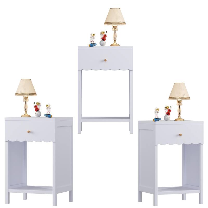 Modern Nightstand with Drawer and Open Shelf