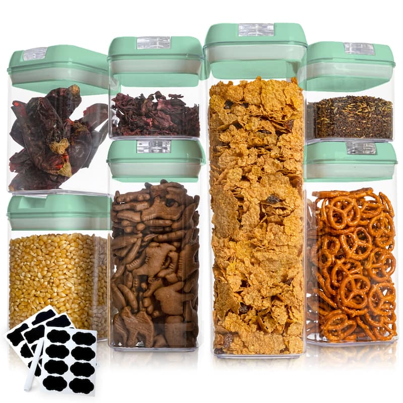 Cheer Collection 7-piece Stackable Airtight Food Storage Container Set - Mint