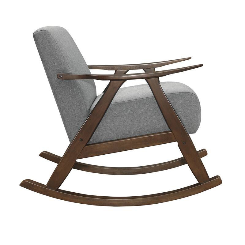 Modern Home Furniture 1pc Rocking Chair Fabric Upholstered Dark Walnut Finish Wood Cushion Seat and Back
