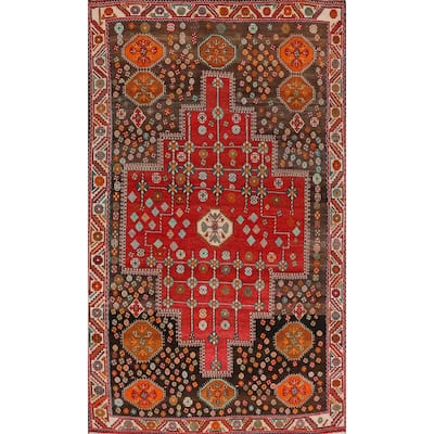 Hand Knotted Oriental 100% Wool Carpet Traditional Medallion Red Shiraz Area Rug - 10' 5'' X 6' 4''