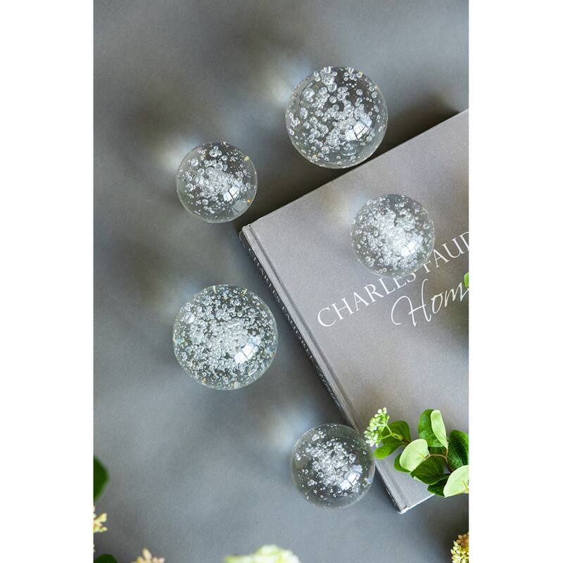 Bubble Glass Spheres - 4" - Clear - Set of 2
