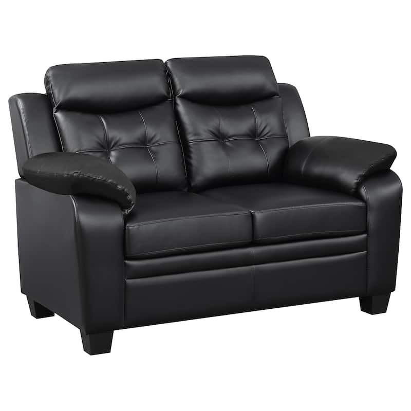 Finley Upholstered Padded Arm Tufted Loveseat - Black