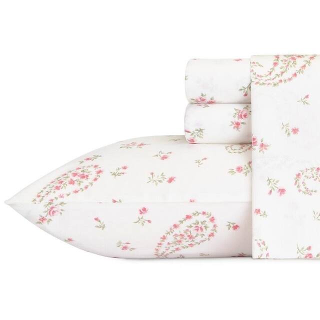 Laura Ashley Cotton Flannel-Soft-Deep Pocket-Sheet & Pillowcase Set