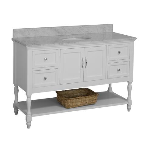 KitchenBathCollection Beverly 60" Single Bathroom Vanity with Carrara Marble Top