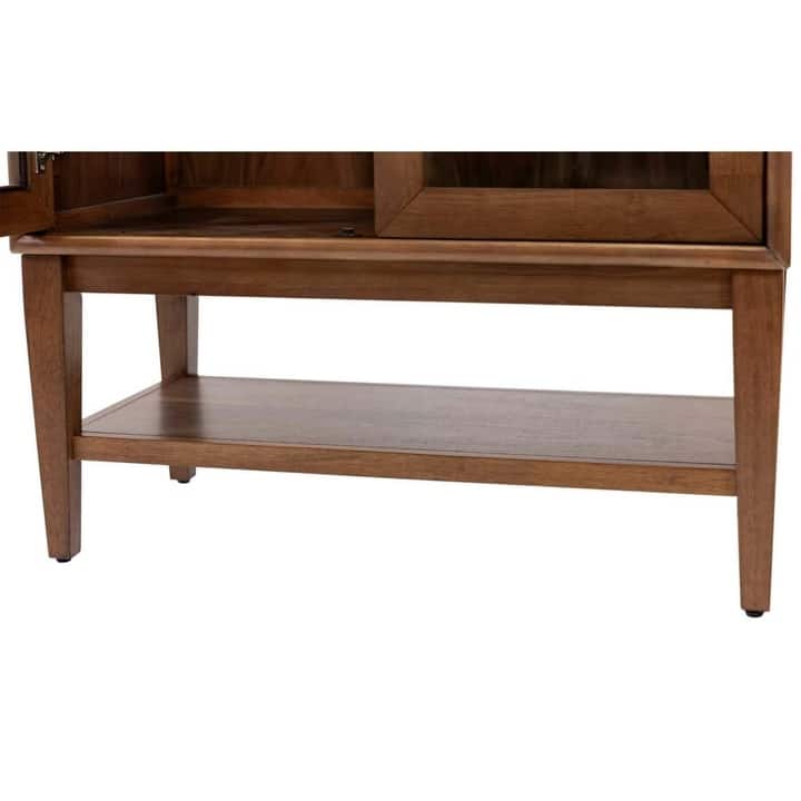 Mid-Century Modern Wood Dining Display Cabinet, Fully Assembled, Brown