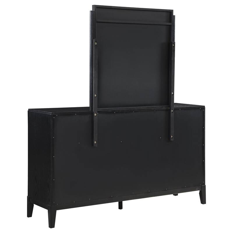 8-Drawer Black Dresser and Mirror Set with Modern Contemporary Lines, Spacious Storage, and Smooth Glide Drawers