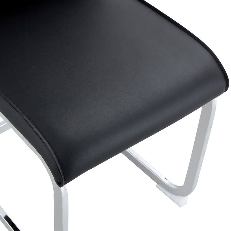 5 Piece Round Dining Table and Chairs Set, Small 31.9" White Table with 4 PU Upholstered Chair for Small Space, kitchen