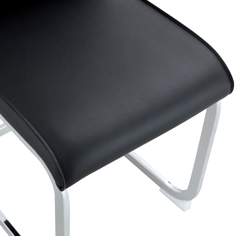 Set of 4 High Resilience Dining Chair with Arched Metal Silver Leg