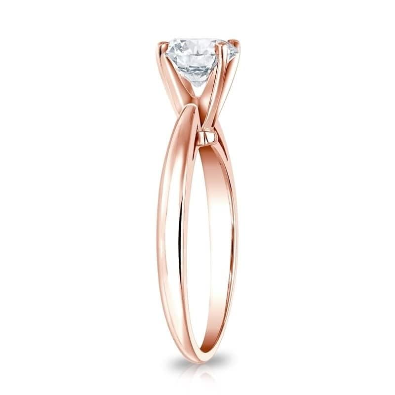 Round 1 carat TDW Certified Solitaire Diamond Engagement Ring in 14kt Gold by Auriya