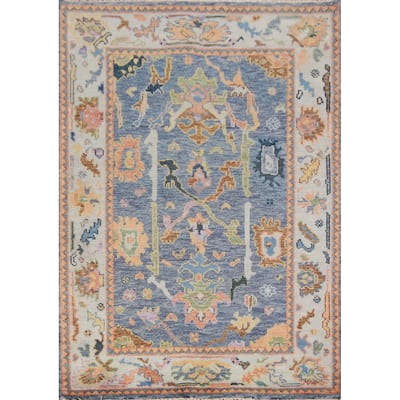 Floral Oushak Oriental Rug Handmade Traditional Wool Carpet - 4'0"x 5'10"