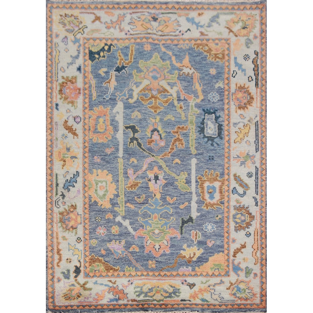 Floral Oushak Oriental Rug Handmade Traditional Wool Carpet - 4'0"x 5'10"