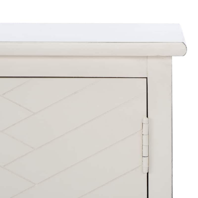 SAFAVIEH Magnolia 2-Door 2-Shelf Storage TV Media Stand - 47.3" W x 15.8" L x 20" H - Distressed White