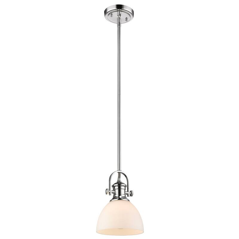 Golden Lighting Hines Single Light 6-7/8" Wide Pendant with Opal Glass