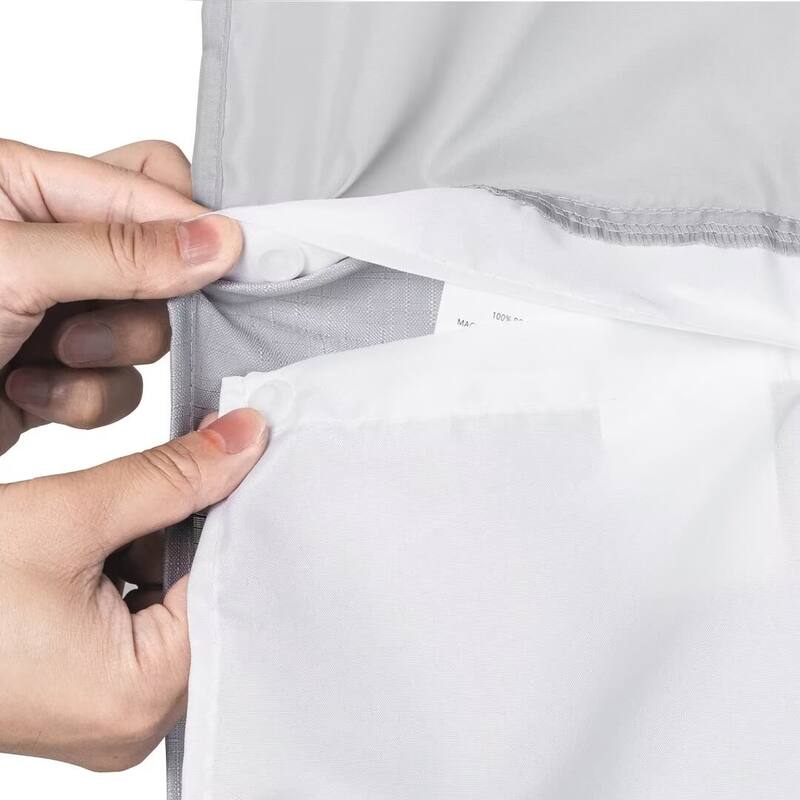 Slub Linen Texture Snap-in Liner Shower Curtain with Hooks